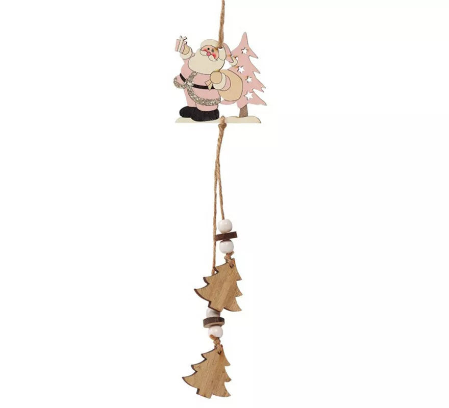 Translation missing: pt-PT.Santa de Madera con Árboles Colgante de 27 cms