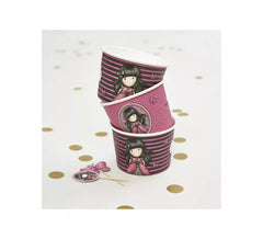 Recipientes de enfeite e doces de papel joaninha Santoro Gorjuss, rosa, pacote de 8 com 2 di