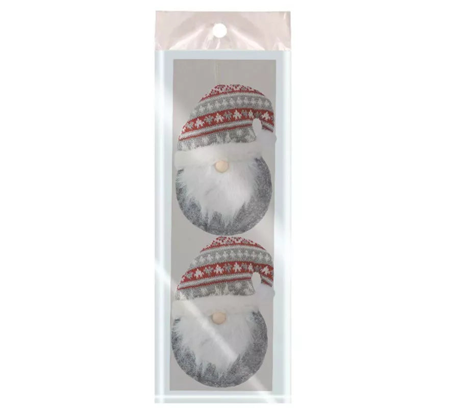 Translation missing: pt-PT.Set de 2 Colgantes de Cabeza Noel Gris de 11 cms