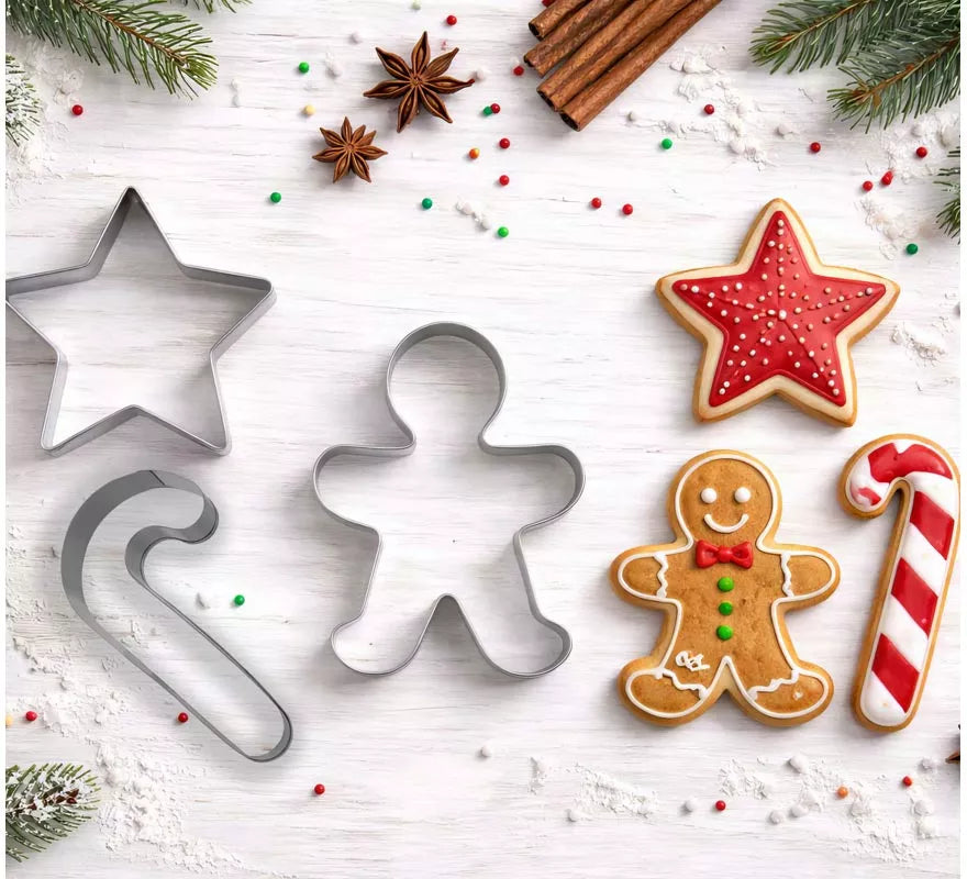 Translation missing: pt-PT.Set de 3 Moldes Metálicos Navideños para Galletas de 9 cm