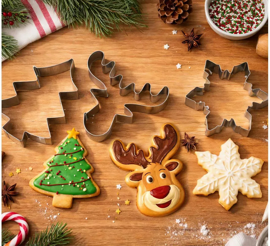 Translation missing: pt-PT.Set de 3 Moldes Metálicos para Galletas Navideñas de 9 cm