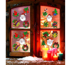 Conjunto de 5 Adesivos para Janela de Natal com Carinha de Papai Noel Sortidos em 4 Modelos de 13 cm