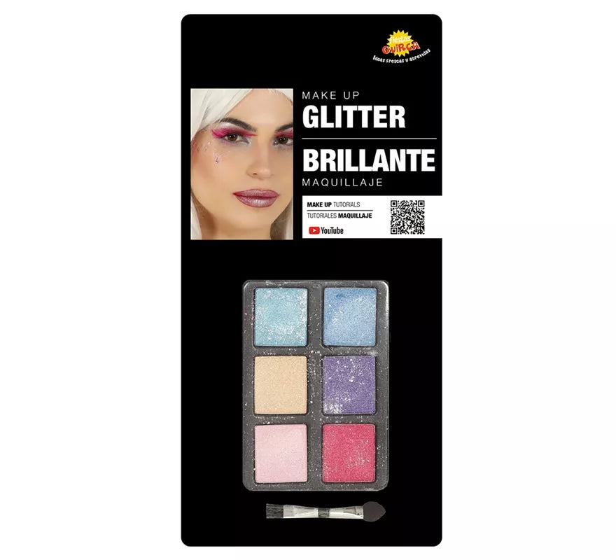 Set de Maquillaje con 6 Colores con Glitter y Pincel