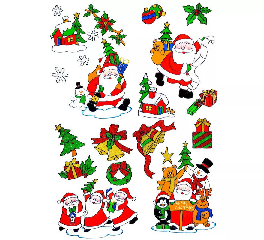 Translation missing: pt-PT.Set de Pegatinas Ventana Navidad con Papá Noel Surtidas en 4 Modelos