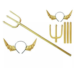 Conjunto Diabo Dourado com Diadema e Tridente de 113 cm