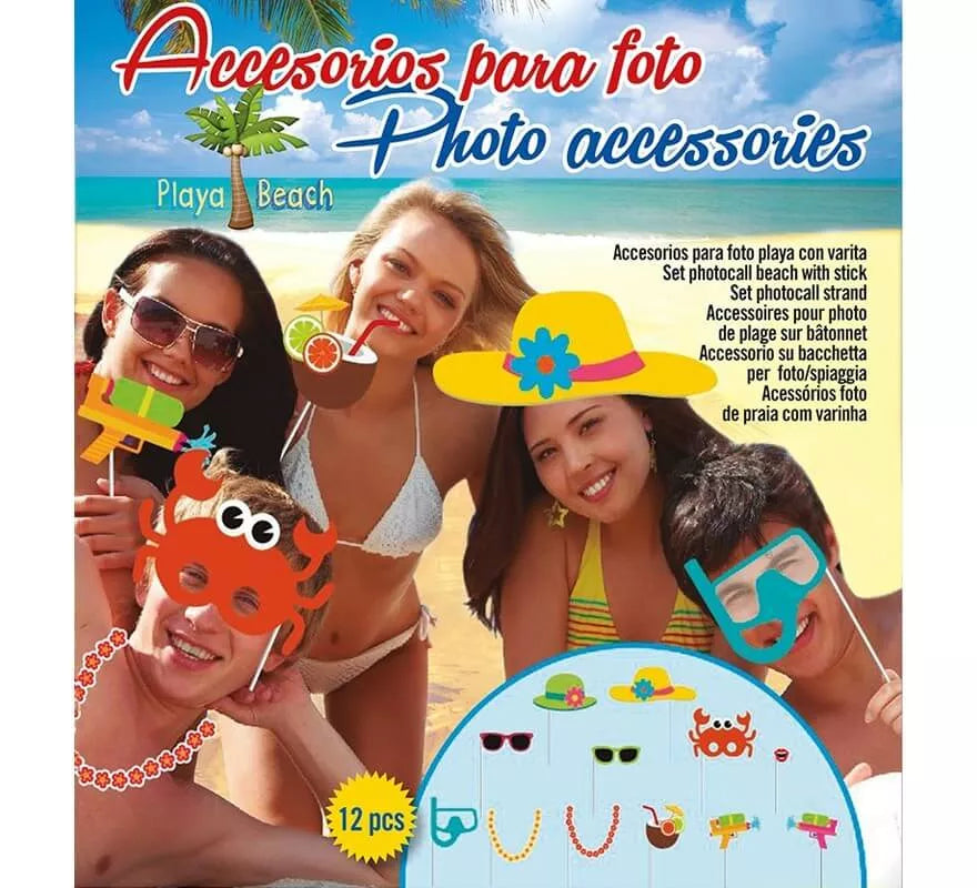 Translation missing: pt-PT.Set Photocall Playa de 12 unidades con palo