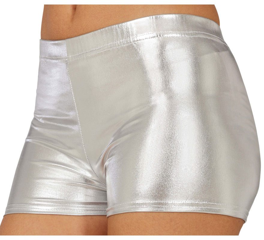 Translation missing: pt-PT.Shorts Metálicos plateados corto para mujer