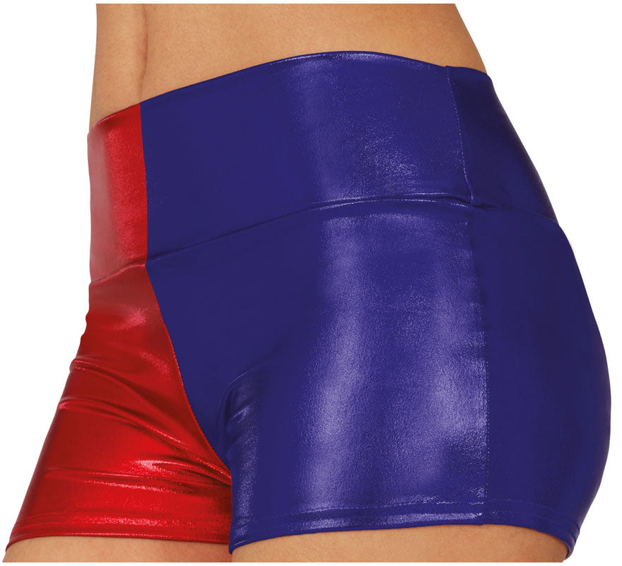 Translation missing: pt-PT.Shorts Metálicos rojo y azul corto para mujer