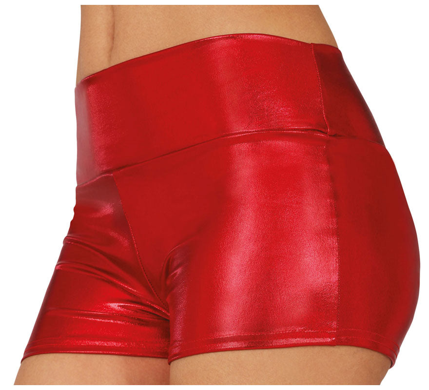 Translation missing: pt-PT.Shorts Metálicos rojos corto para mujer