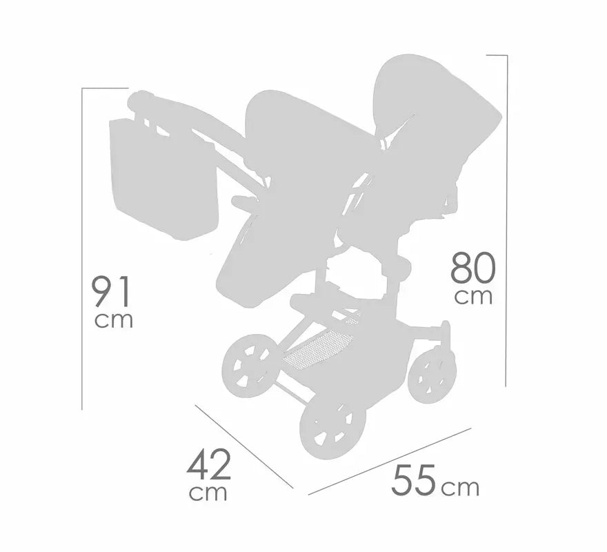 Silla de Muñecas de hasta 52 cm Multiposición Gemelar Plegable