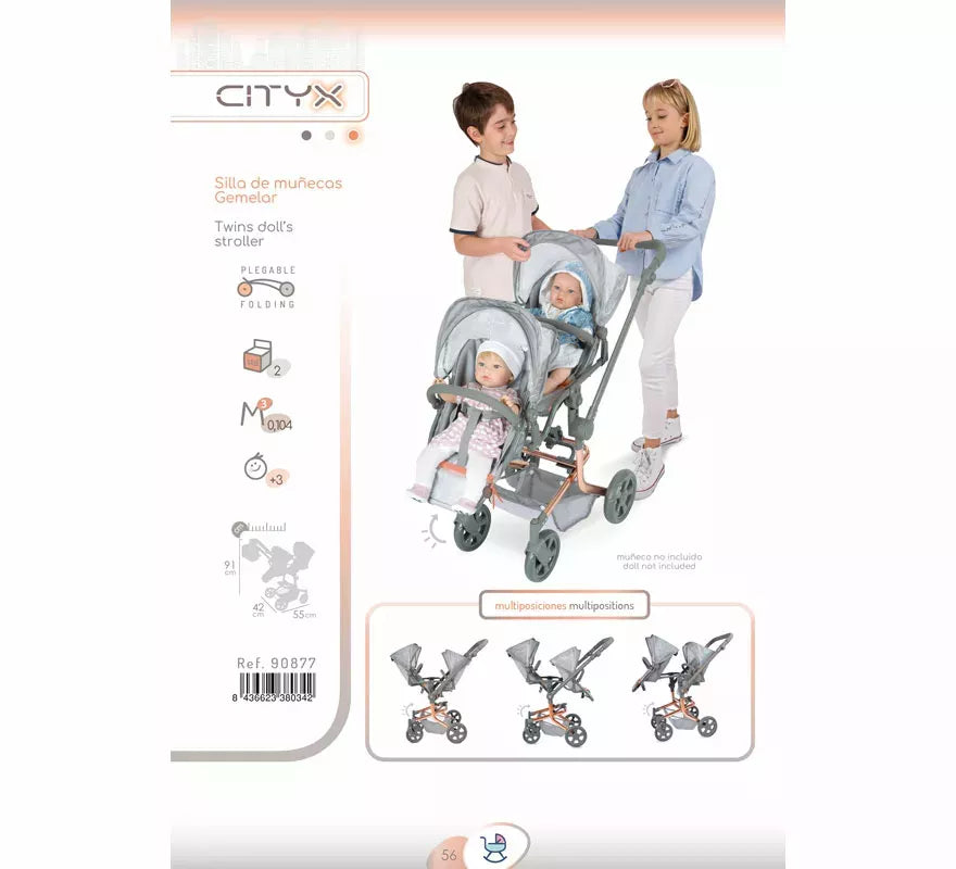 Translation missing: pt-PT.Silla Gemelar de Muñecas de hasta 52 cm Plegable Multiposición