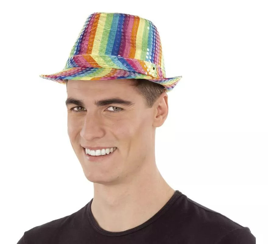 Sombrero Arcoíris de lentejuelas con luz