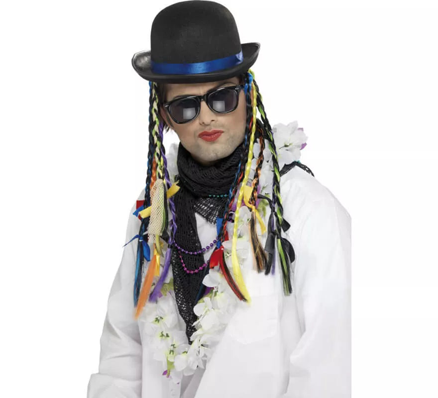Translation missing: pt-PT.Sombrero Bombín de Boy George con trenzas multicolor
