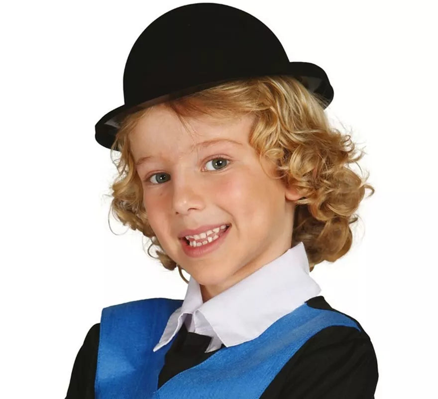 Sombrero Bombín flocado negro infantil
