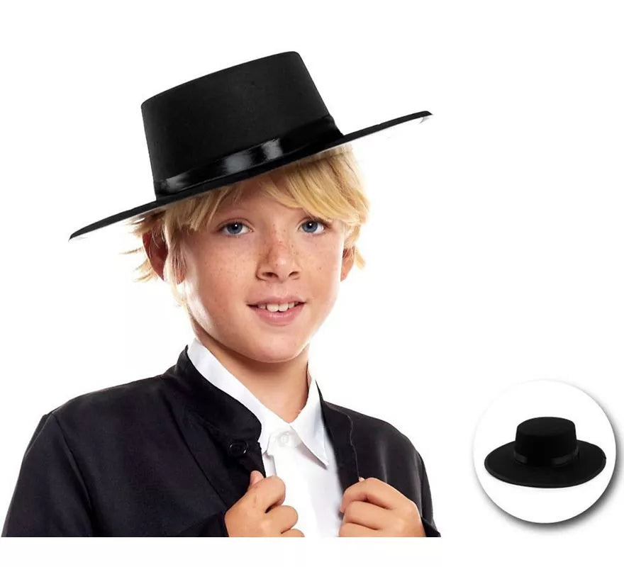 Translation missing: pt-PT.Sombrero Cordobés de fieltro negro infantil
