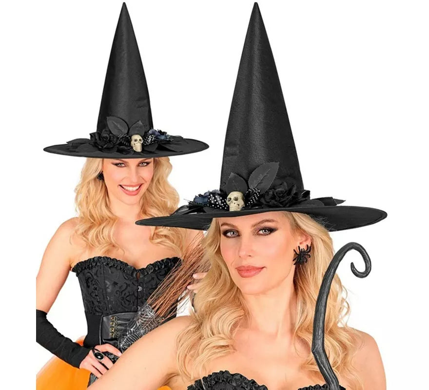 Translation missing: pt-PT.Sombrero de Bruja con Lazo, Calavera y Flores