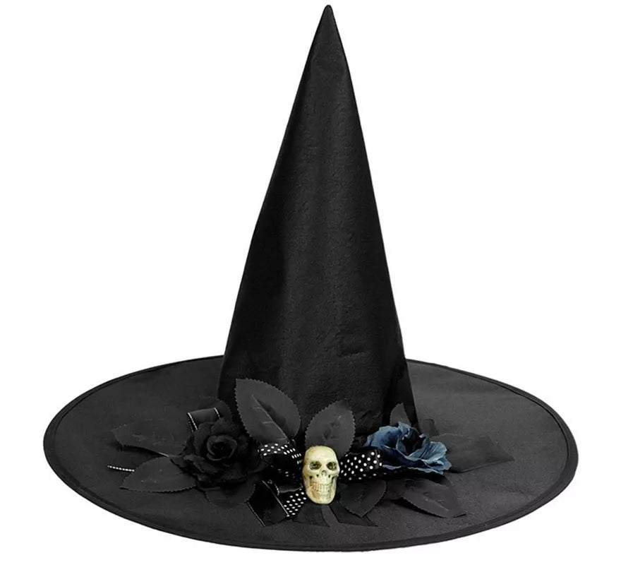 Translation missing: pt-PT.Sombrero de Bruja con Lazo, Calavera y Flores