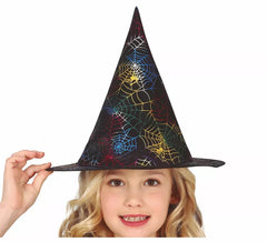Chapéu de bruxa com teia infantil