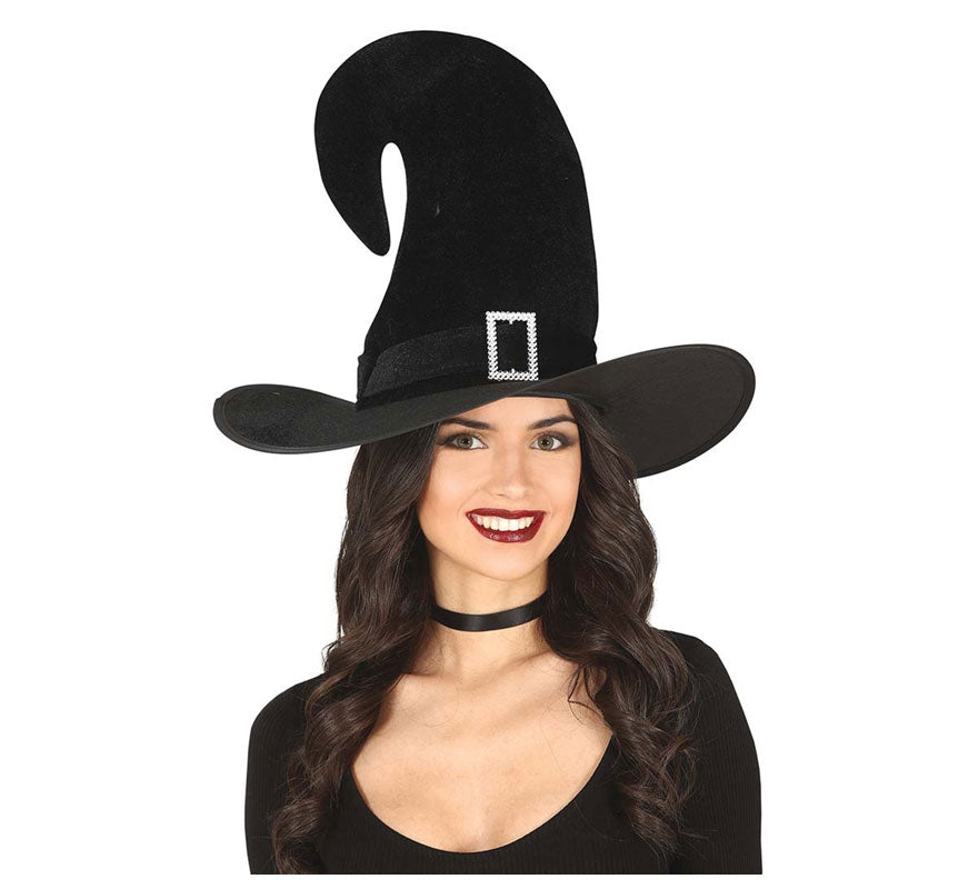 Sombrero de Bruja Curvo Negro con Evilla
