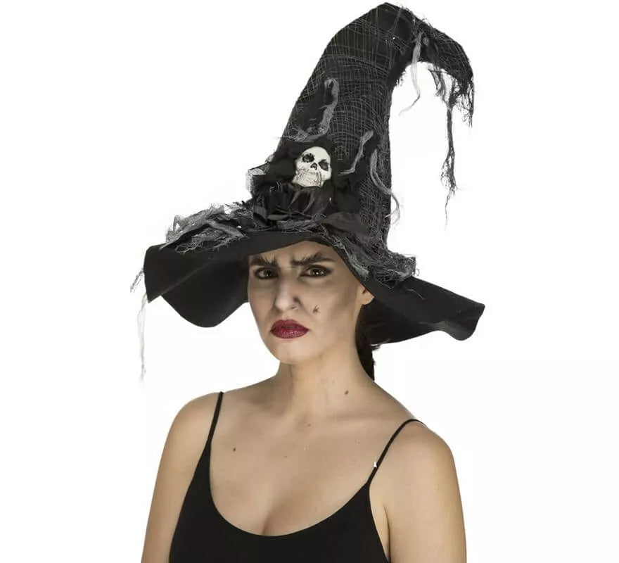 Translation missing: pt-PT.Sombrero de Bruja Desgastado con Calavera