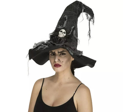 Sombrero de Bruja Desgastado con Calavera