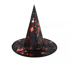 Chapéu de bruxa impresso com sangue falso de 38x40cm