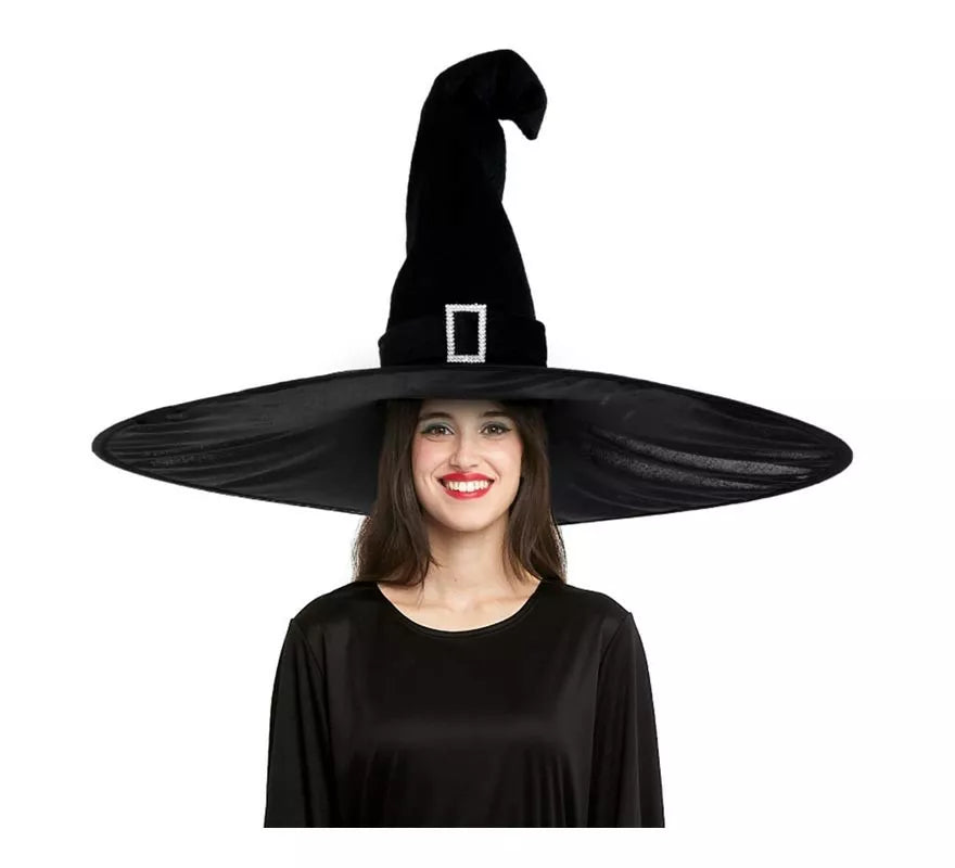 Translation missing: pt-PT.Sombrero de Bruja Extragrande negro con hebilla adulto