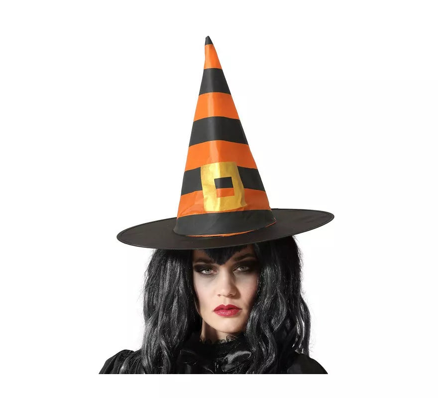 Translation missing: pt-PT.Sombrero de Bruja Naranja y Negro con evilla de 38.5X34cm