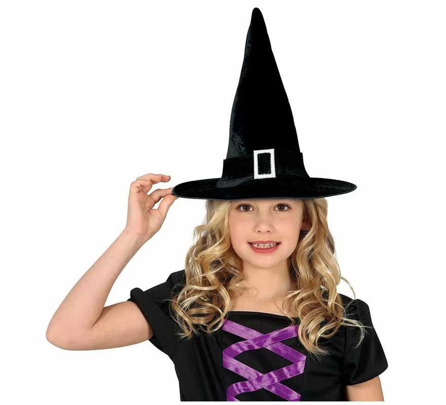 Translation missing: pt-PT.Sombrero de Bruja Negro con Evilla Infantil