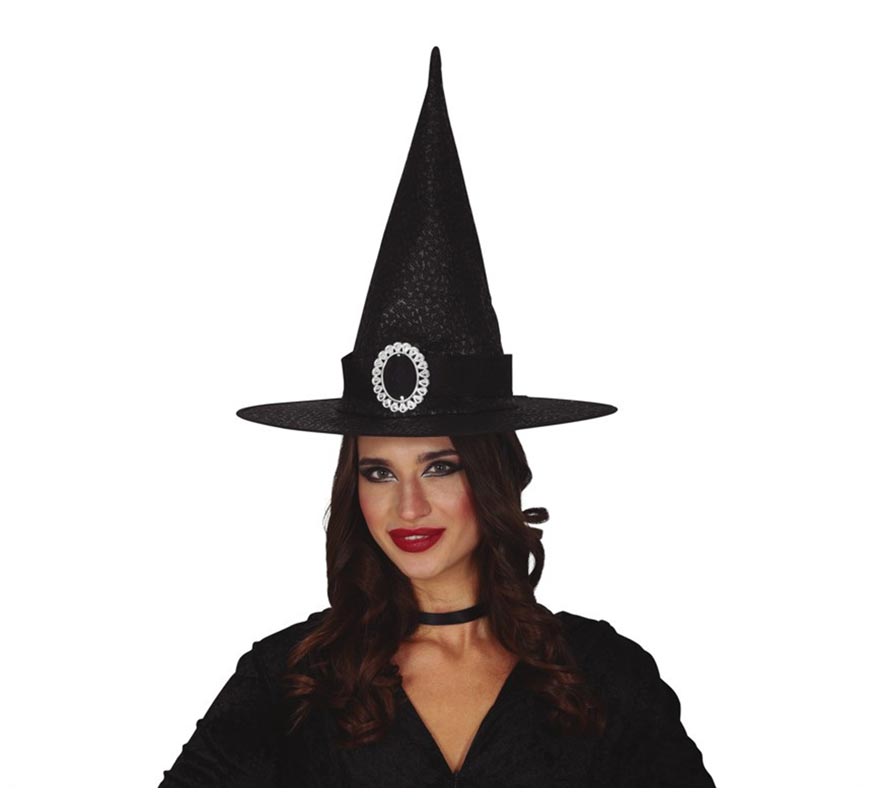 Sombrero de Bruja Negro con Hebilla