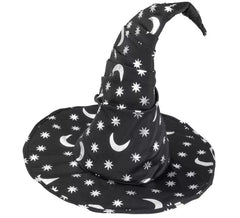Chapéu de bruxa ou mago com lua e estrelas (adulto)