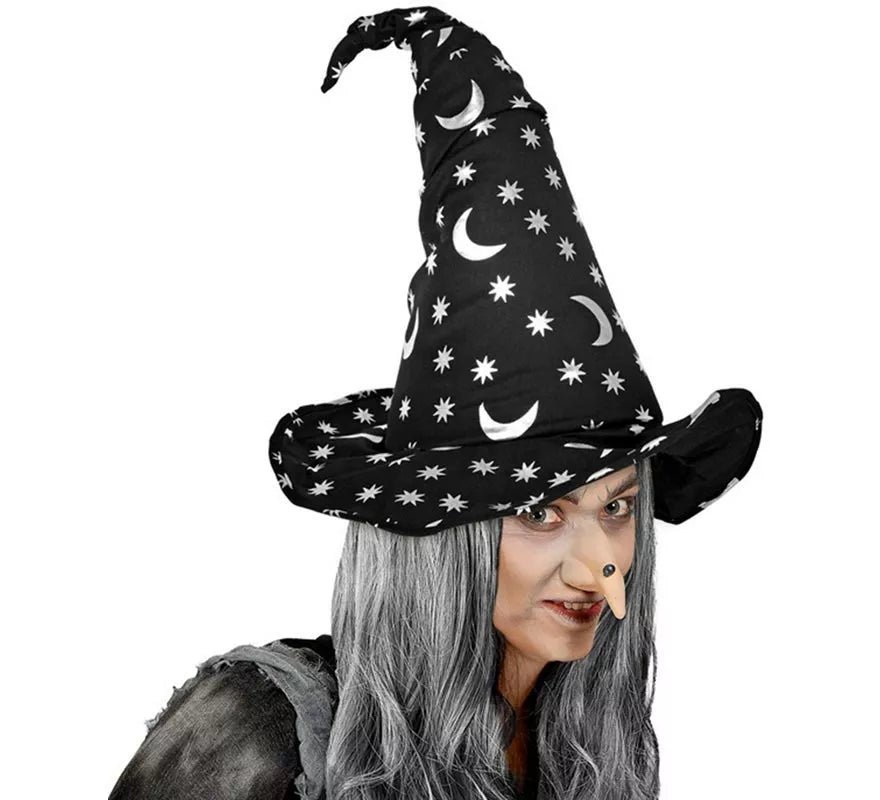 Translation missing: pt-PT.Sombrero de Bruja o Mago con Luna y Estrellas adulto