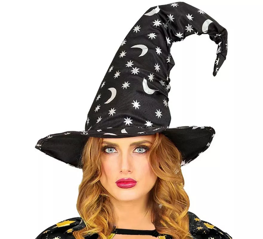 Translation missing: pt-PT.Sombrero de Bruja o Mago con Luna y Estrellas adulto