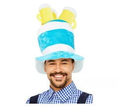 Chapéu de cerveja Oktoberfest azul e branco