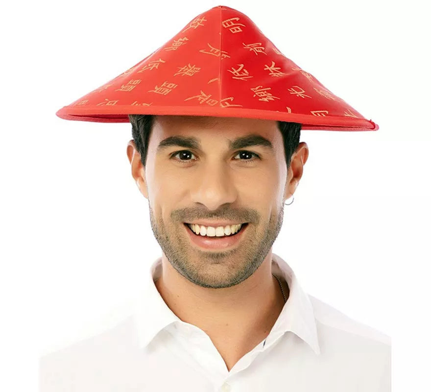 Translation missing: pt-PT.Sombrero de Chino rojo estampado adulto de 32 cm