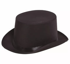 Cartola ou chistera de cetim preto de alta qualidade, 58 cm