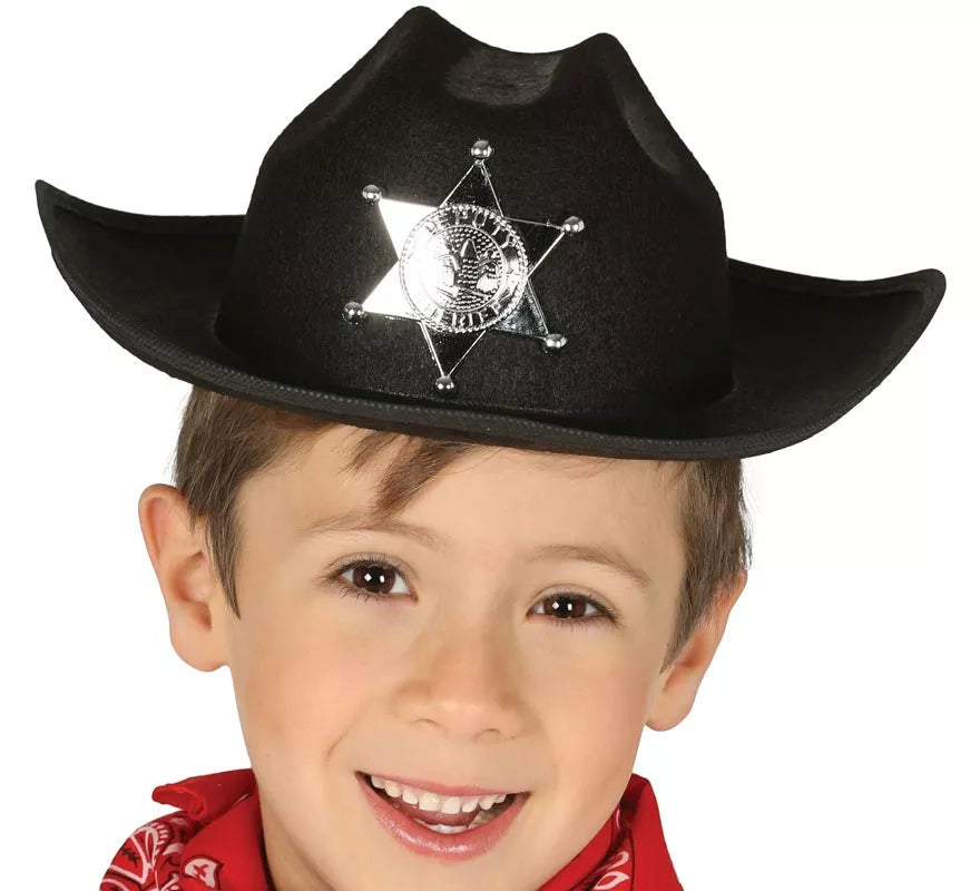 Translation missing: pt-PT.Sombrero de fieltro Sheriff infantil negro