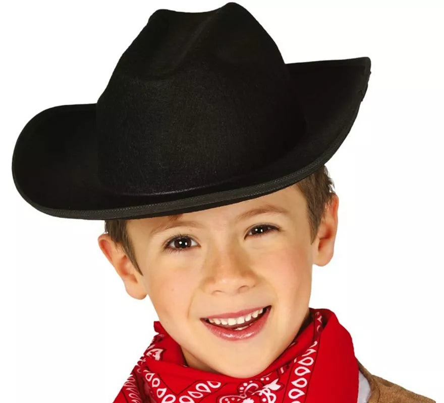Translation missing: pt-PT.Sombrero de fieltro Vaquero infantil negro