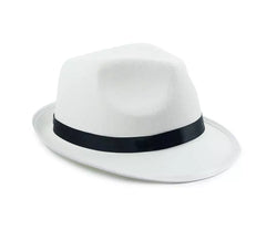 Chapéu Gangster Branco com Fita Preta