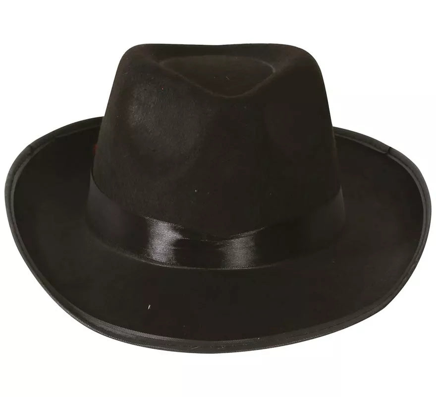 Sombrero de Gánster negro con banda negra
