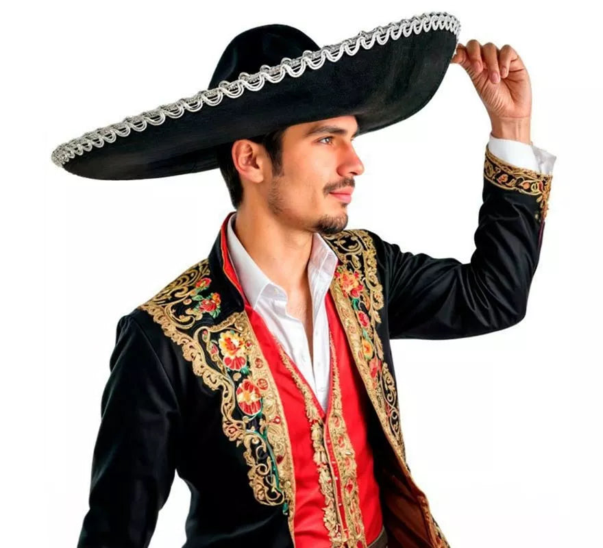 Translation missing: pt-PT.Sombrero de Mariachi negro con borde gris