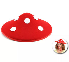 Chapéu cogumelo vermelho com bolinhas para adulto