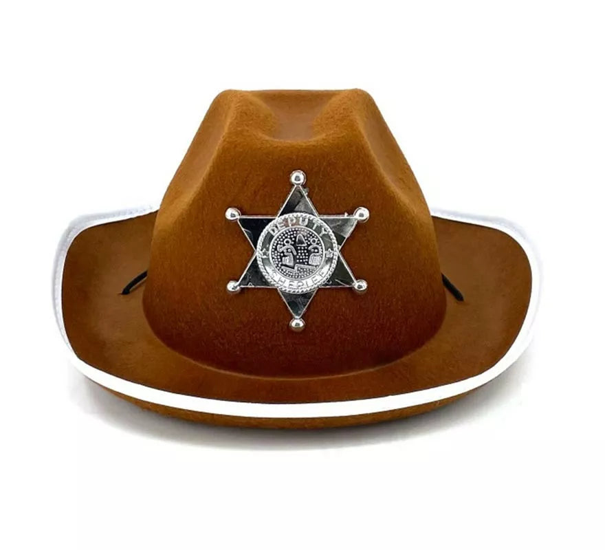 Translation missing: pt-PT.Sombrero de Sheriff marrón con placa de 29x10 cm infantil