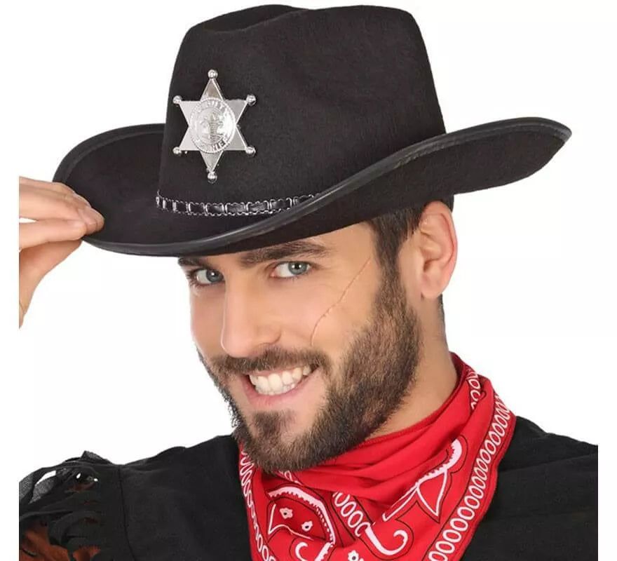 Translation missing: pt-PT.Sombrero de Sheriff Negro con Estrella