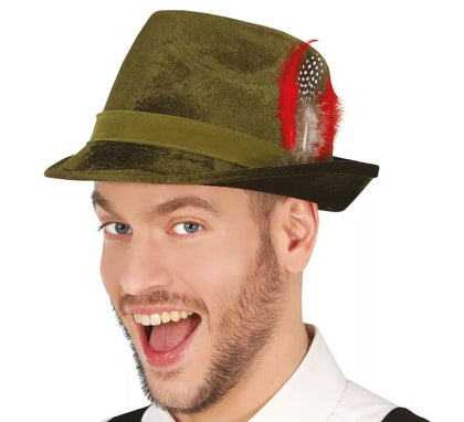 Sombrero de Tirolés con Pluma roja