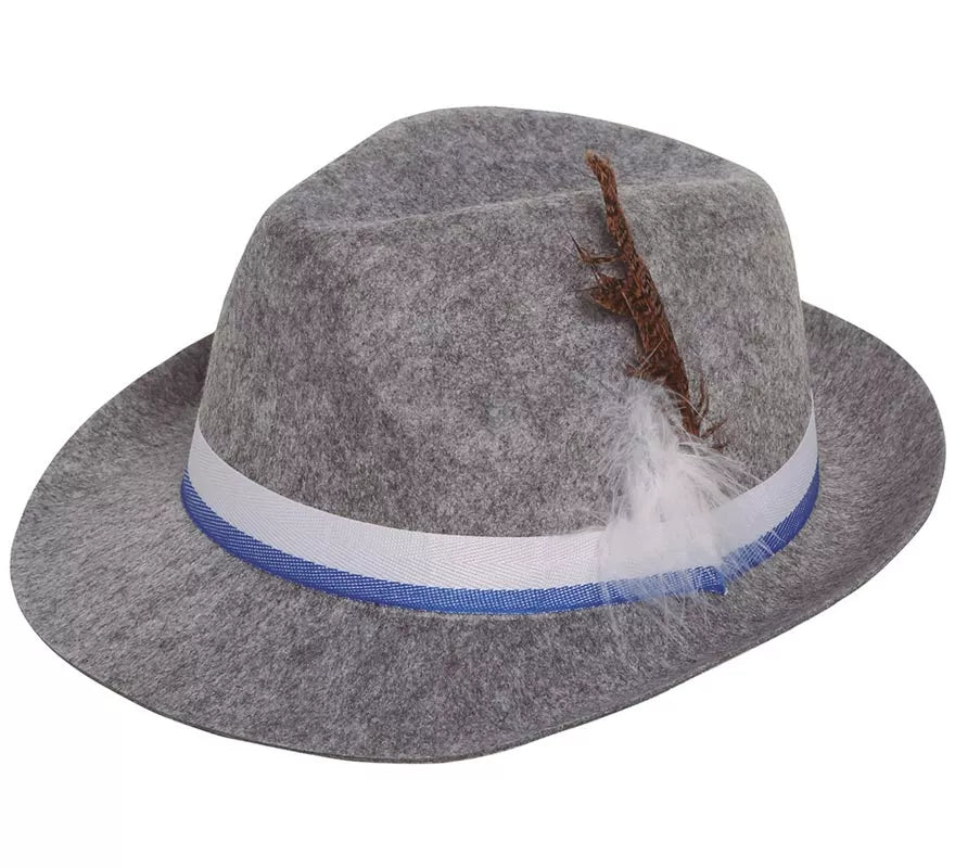 Sombrero de Tirolés gris con cinta azul