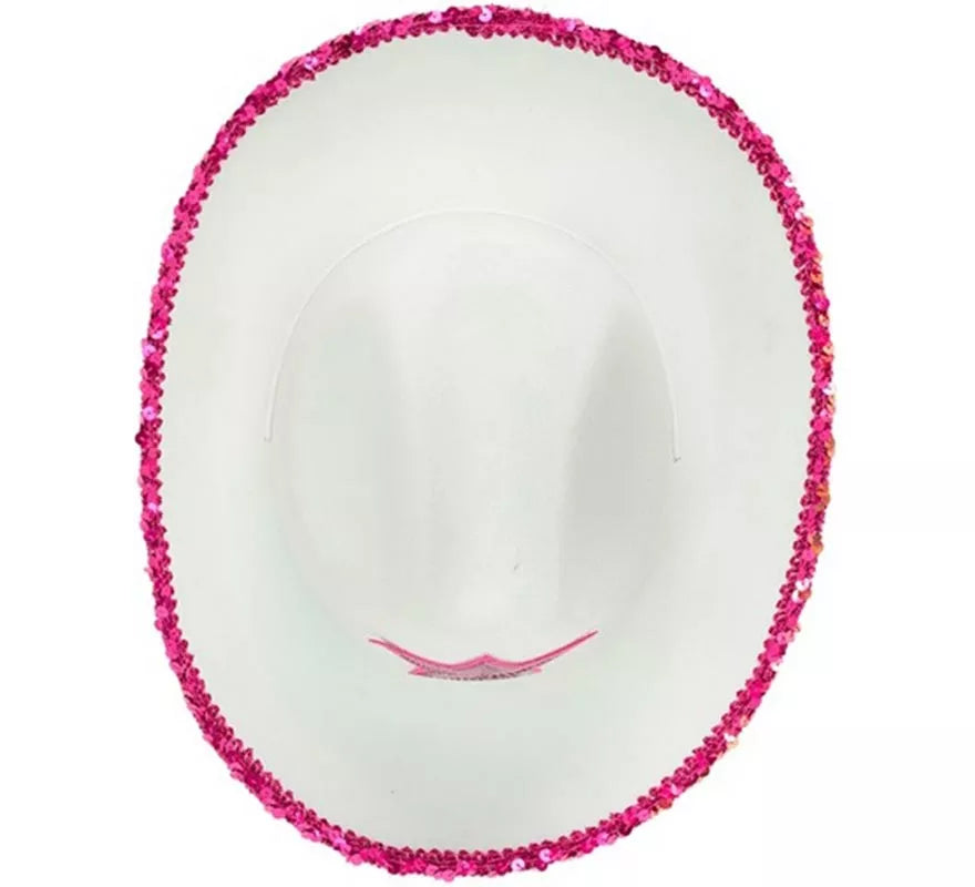 Translation missing: pt-PT.Sombrero de Vaquera blanco con Lentejuelas rosa