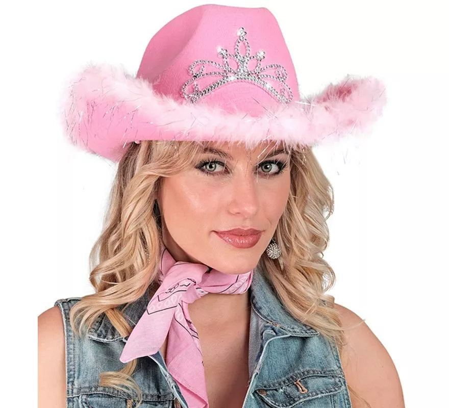 Translation missing: pt-PT.Sombrero de Vaquera con Tiara y Borde de Plumas en varios colores
