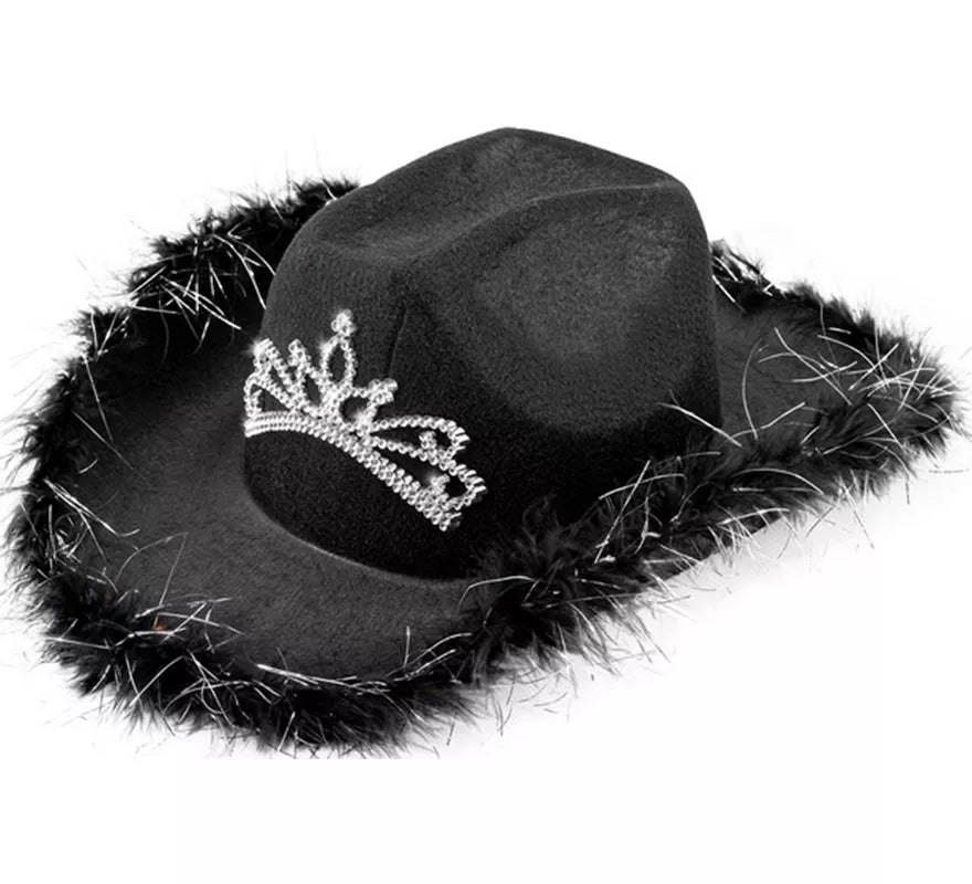 Translation missing: pt-PT.Sombrero de Vaquera con Tiara y Borde de Plumas en varios colores