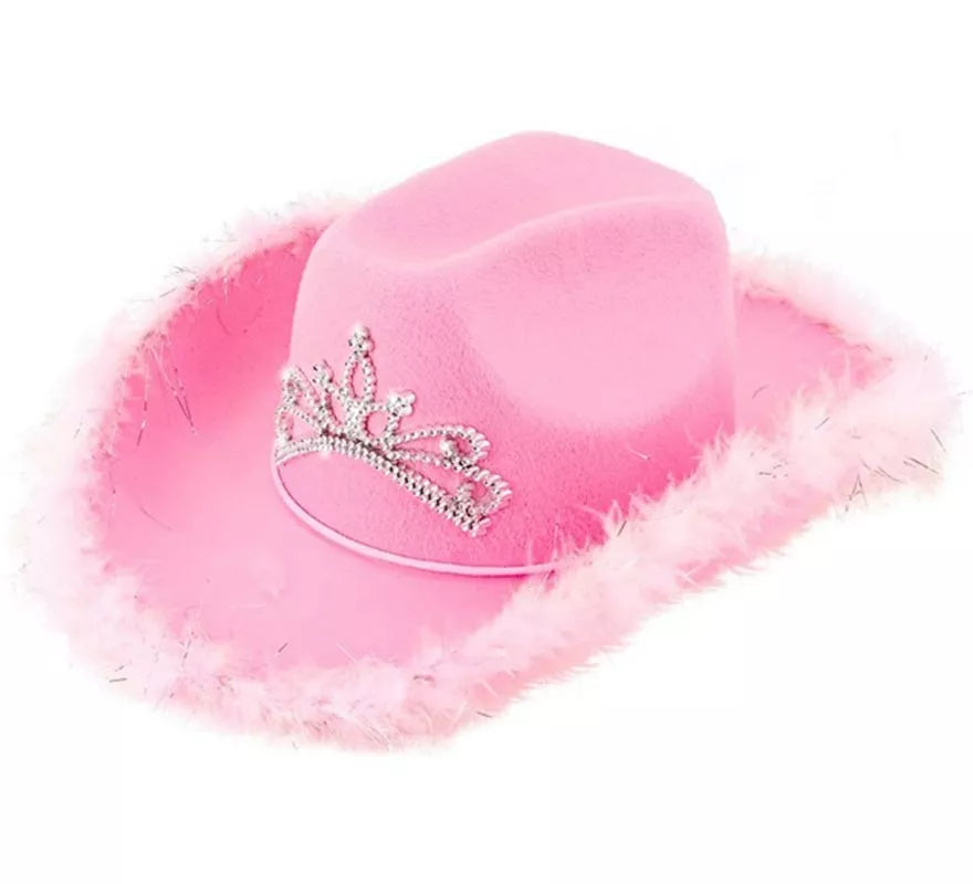 Translation missing: pt-PT.Sombrero de Vaquera con Tiara y Borde de Plumas en varios colores